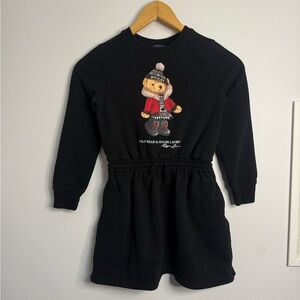 Girls Black Polo Bear Dress Sweater Small (7)